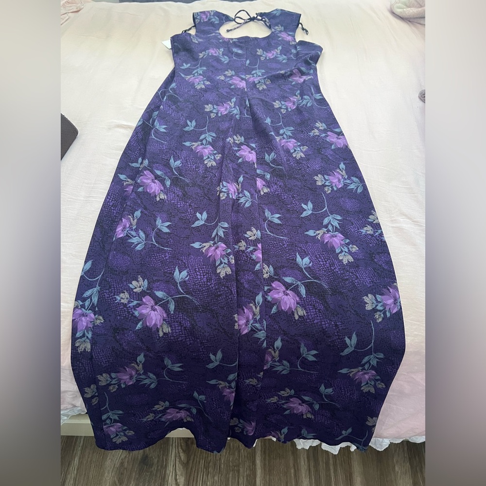 Vintage Floral Purple Whimsigoth Maxi Dress - Picture 6 of 7